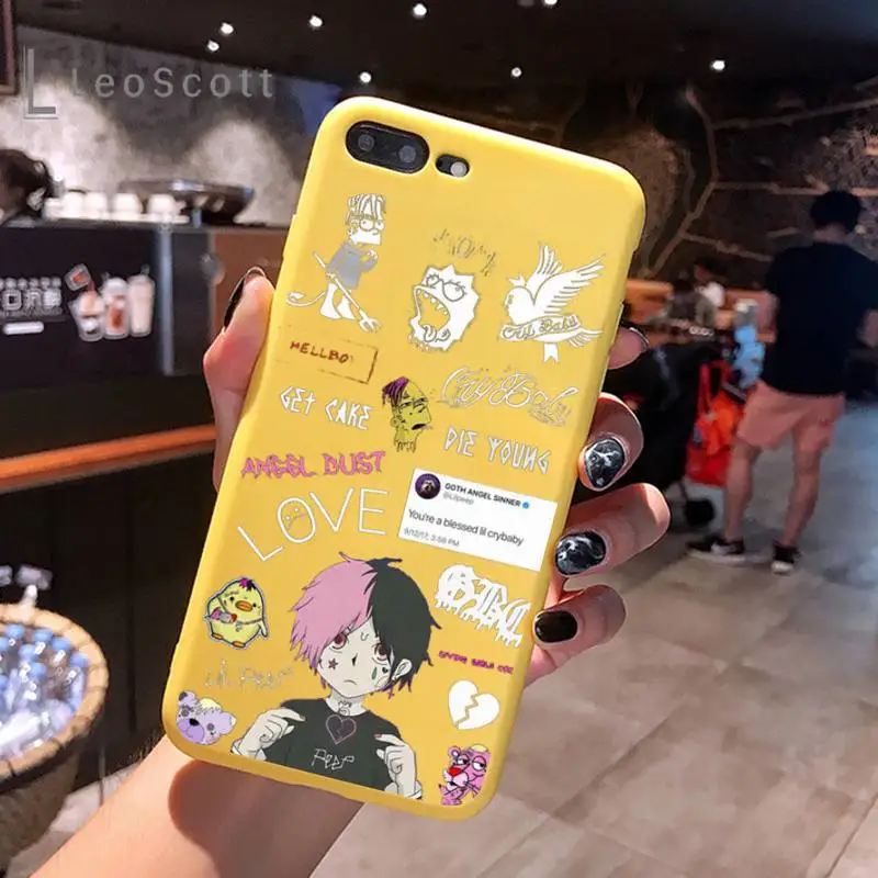 

lil peep Phone Case Yellow Candy Color for iPhone 6 7 8 11 12 s mini pro X XS XR MAX Plus