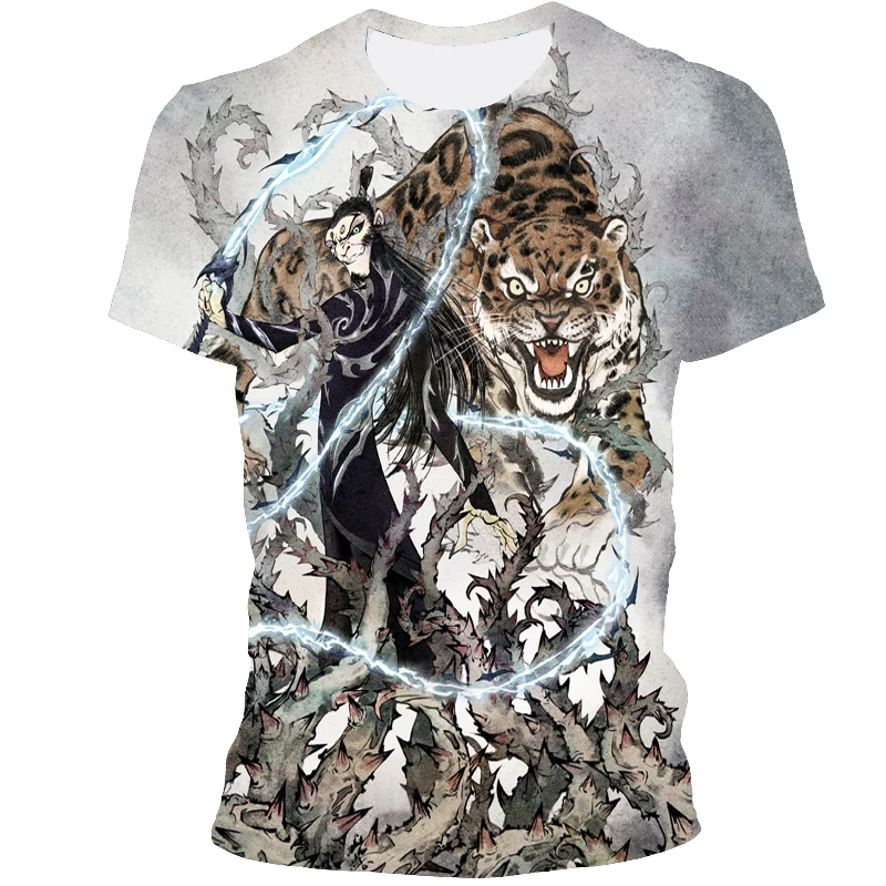 

2021 new animal funny 3D fashion style round neck boy girl tiger 3D top T-shirt