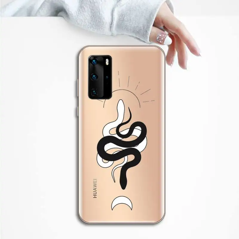 

Animal black snake Terrible horror Phone Cases Transparent for Huawei P20 P30 P40 lite pro P smart 2019 honor 8x 10i
