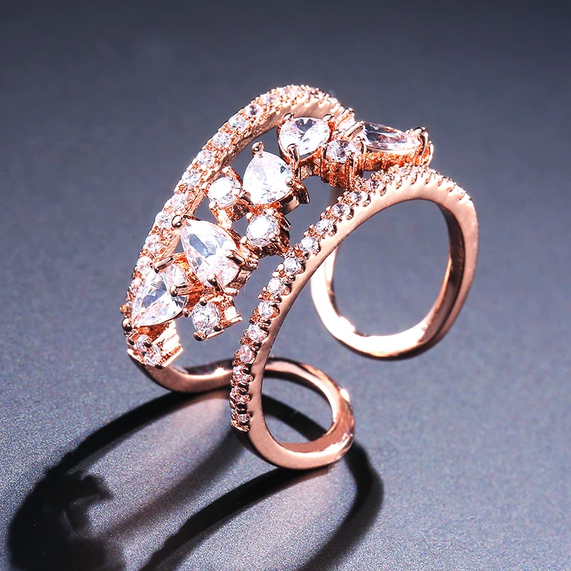 Uilz модные Micro Pave Цирконий кольцо для большого пальца женщин белые золотые