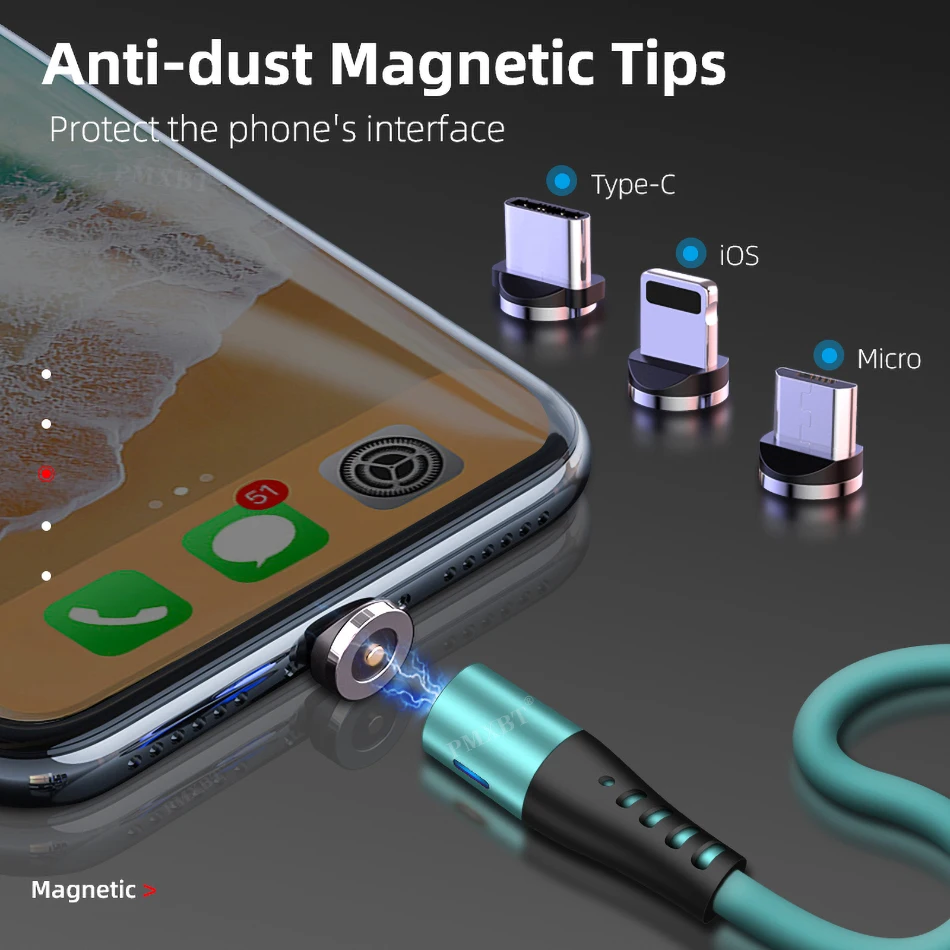 1 м Магнитный Кабель с разъемом Micro USB Type C для быстрой зарядки магнитное зарядное