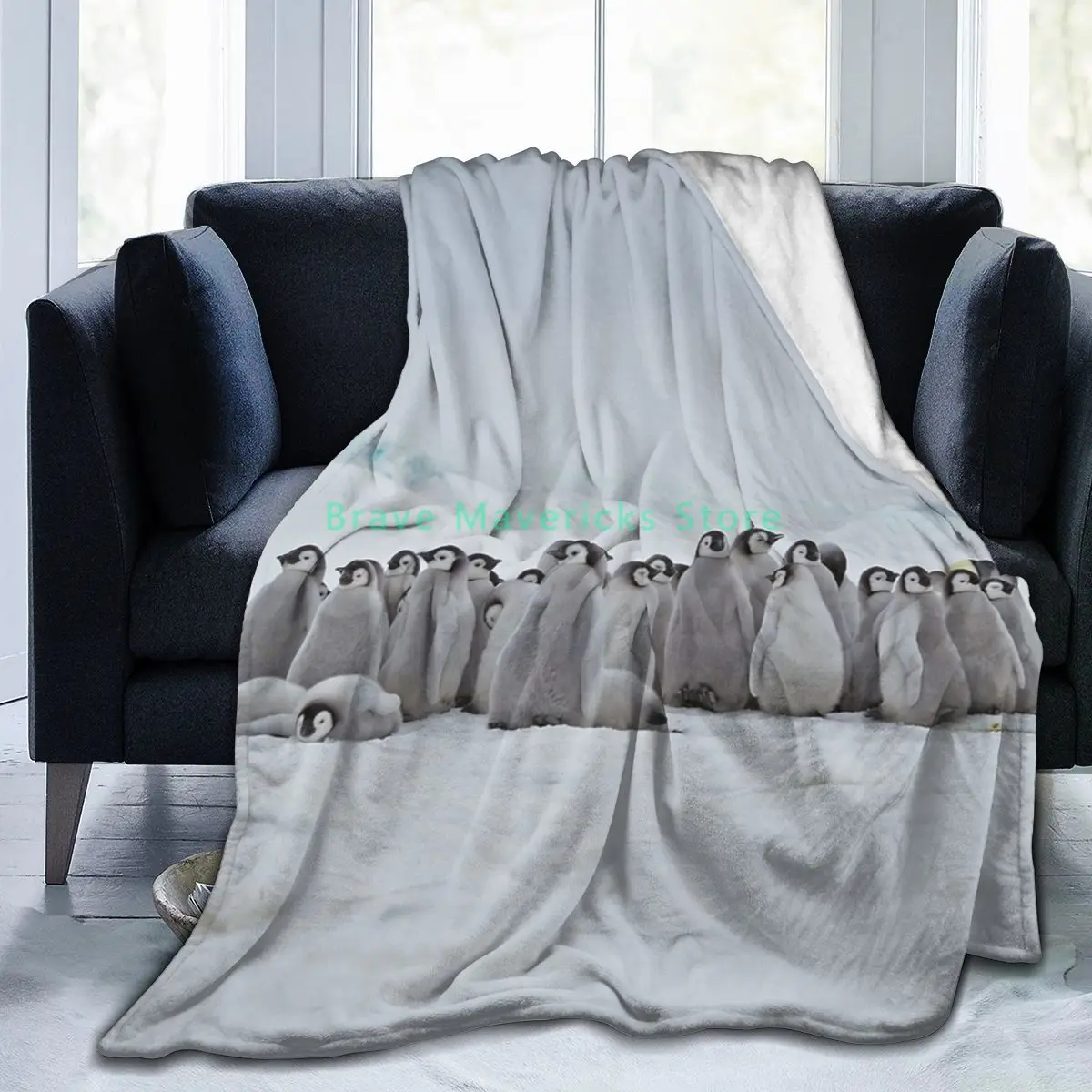 

1-Cute 3D Printing Penguin Flannel Blanket Sheet Bedding Soft Blanket Bed Cover GUN Textile Decoration Blanket