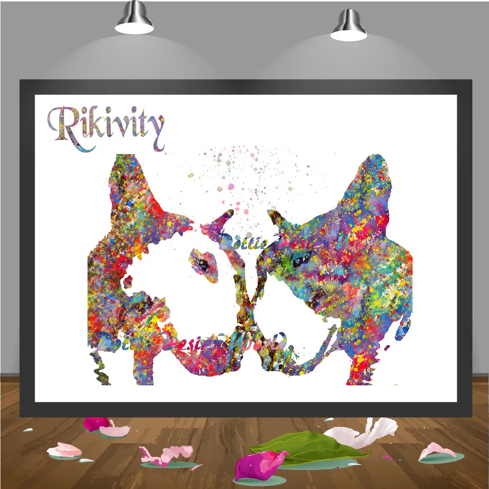 Постер Rikivity с надписью Bull Terrier Love на английском языке принты настенные картины