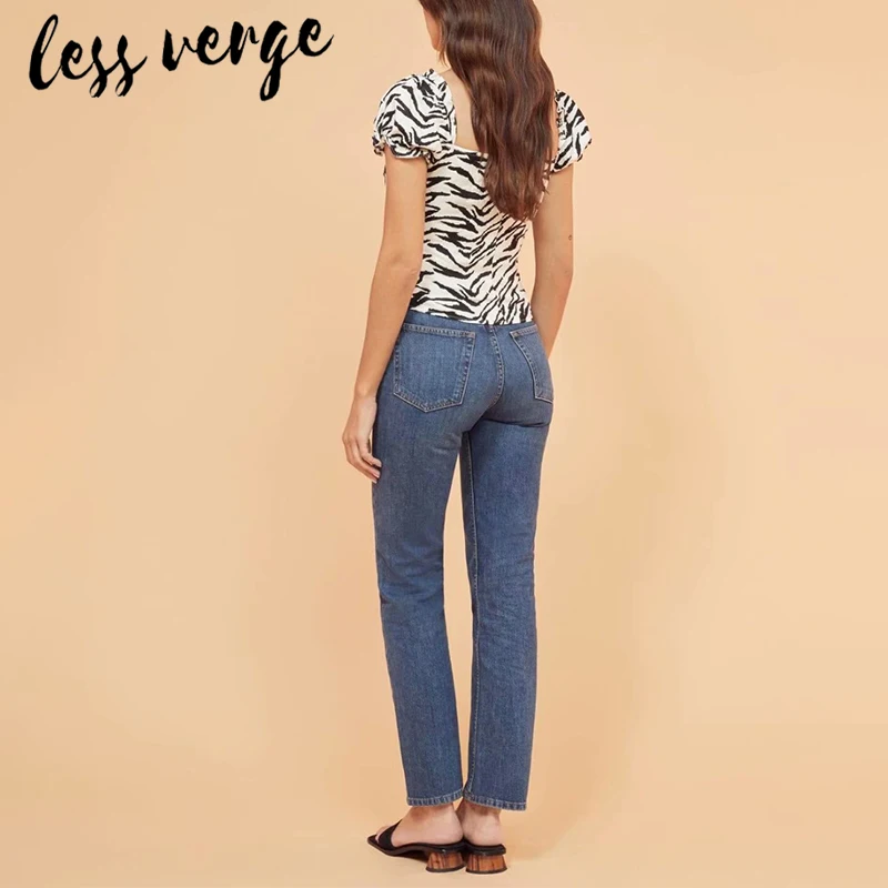 Lessverge с принтом зебры короткий рукав черный танк Повседневный Топ Кнопка шифон