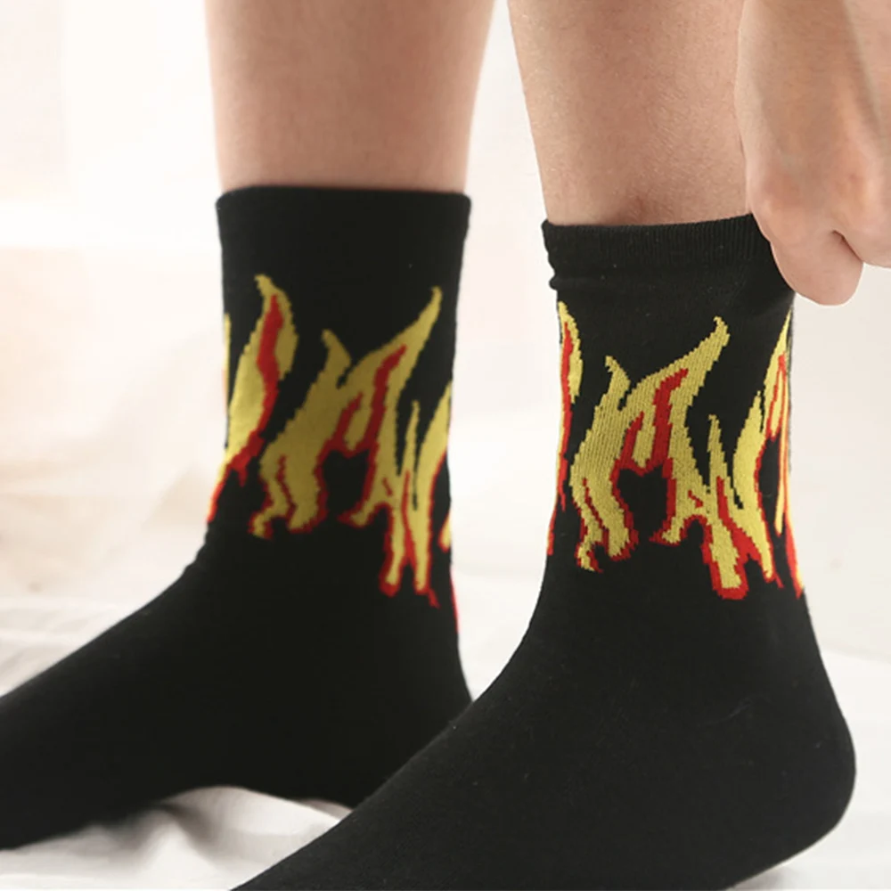 Мужские носки для скейтборда из хлопка с огненным пламенем скейтборд в стиле