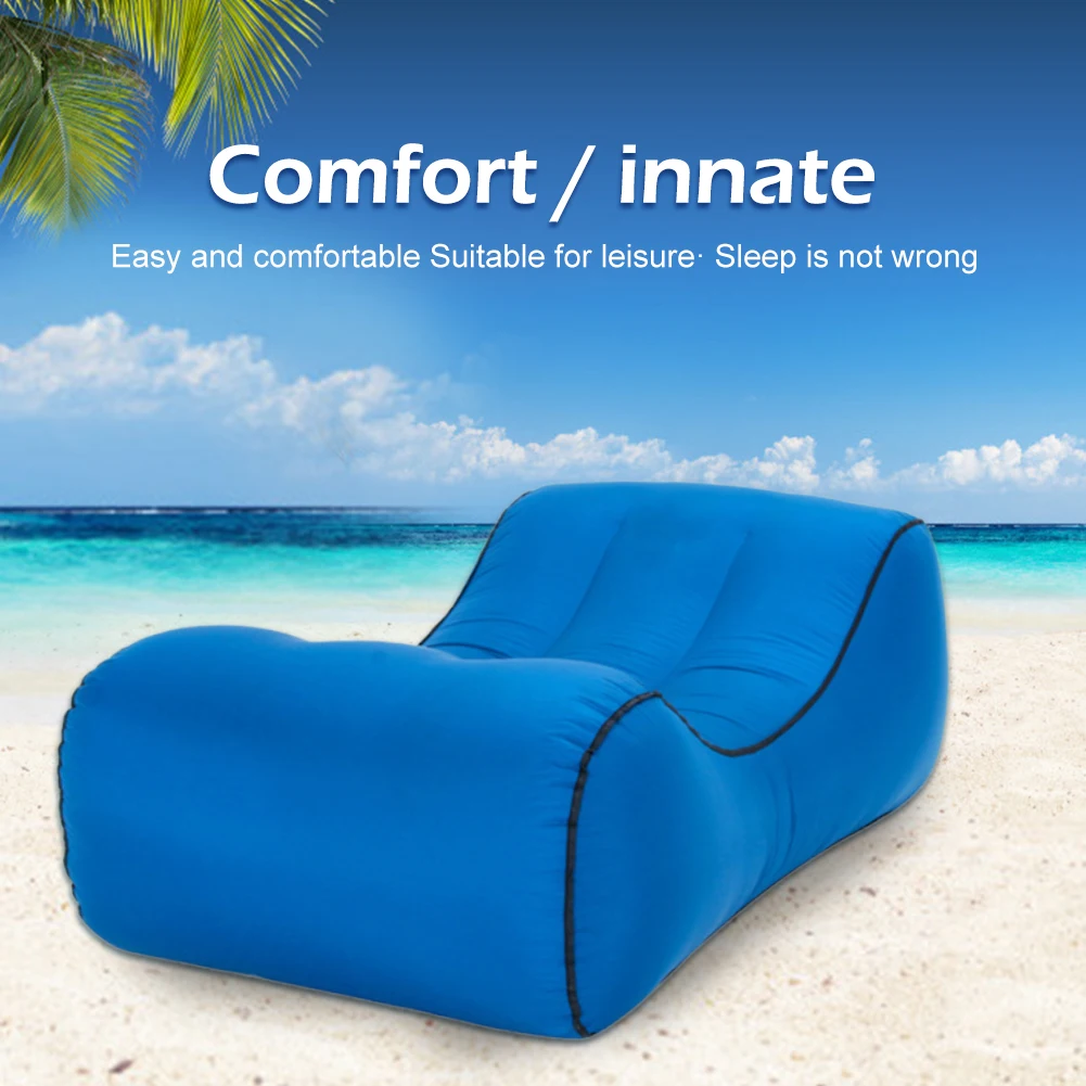 Portable Nylon Lazy Bag Inflatable Sofa Outdoor Travel Folding Sleeping Air Garden Bed Chaise Living Room Furniture