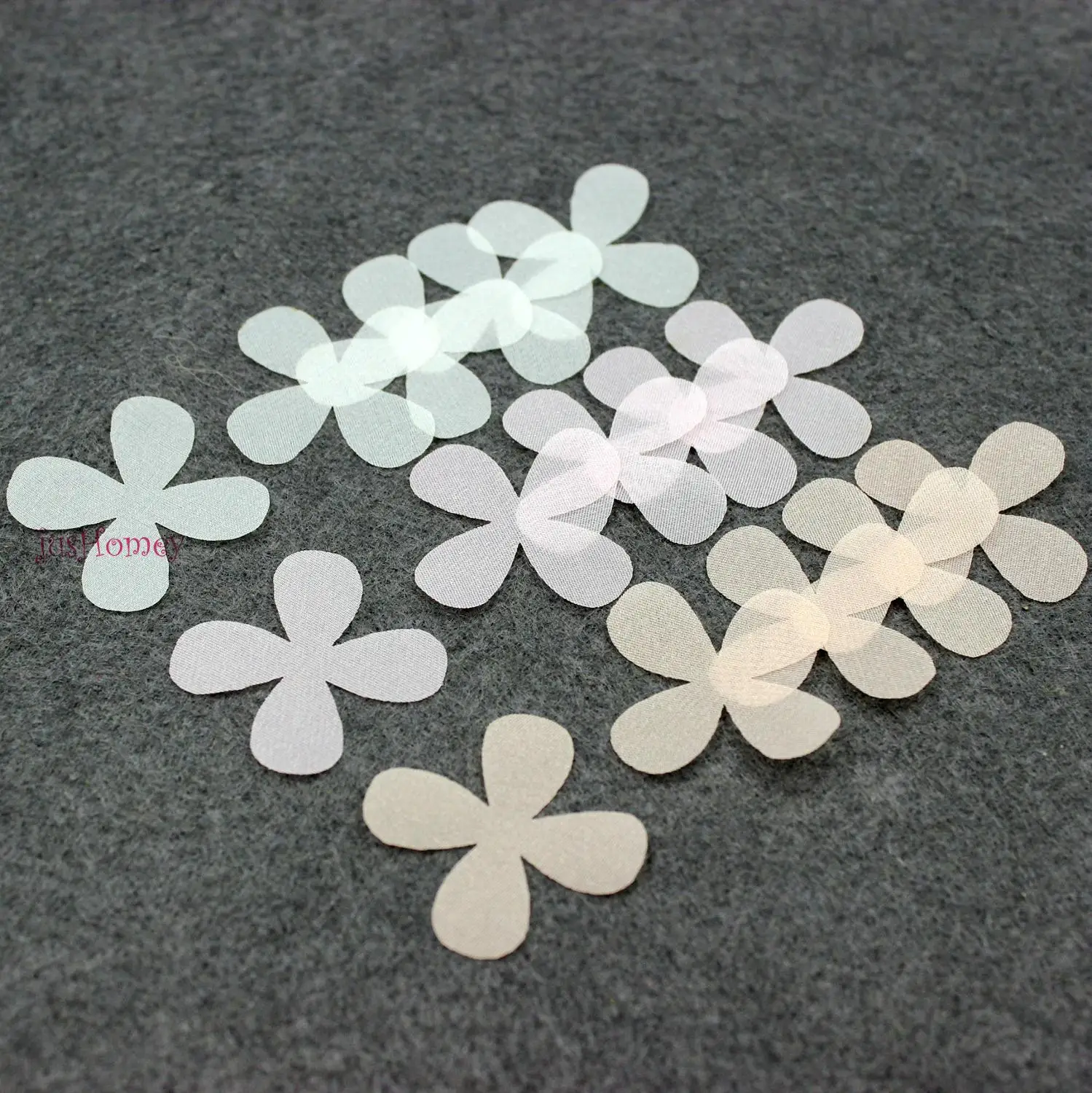 

200PCS Single-Layer White Organza Flower Fabric Appliques Sheer Chiffon for Wedding Party Decoration