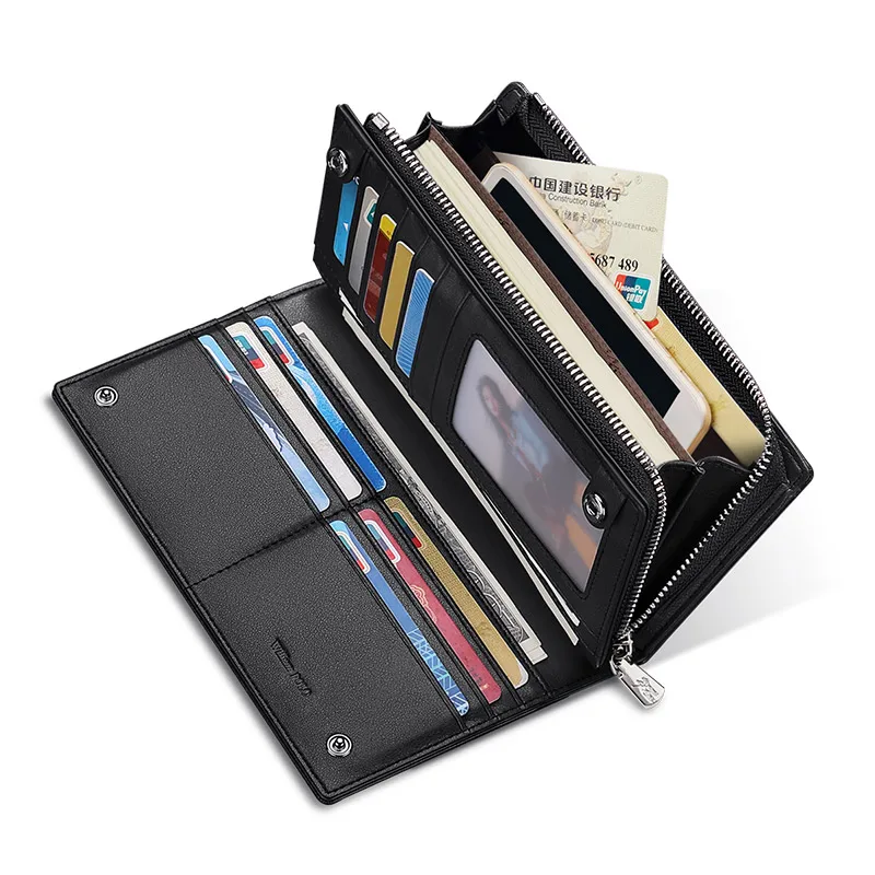 Удлиненный кошелек из натуральной кожи для мужчин вместительный деловой