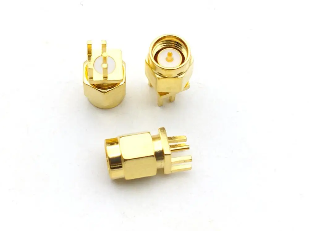 100 шт. золотая латунная SMA штекерная пайка для печатной платы зажим краевое