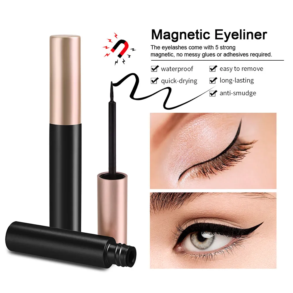 

3Pairs/Set 3D Mink False Eyelash Magnetic Eyelashes Magnet Eyeliner Fake Eyelash Waterproof Liquid Long Lasting Lash Eye Makeup