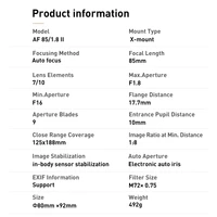 2020 NEW VILTROX 85mm F18 Mark II XF Lens Auto Focus AF Portrait Lens for Fuji Fujifilm X mount Cameras XT3 X-H1 XT20 XT30 XT4