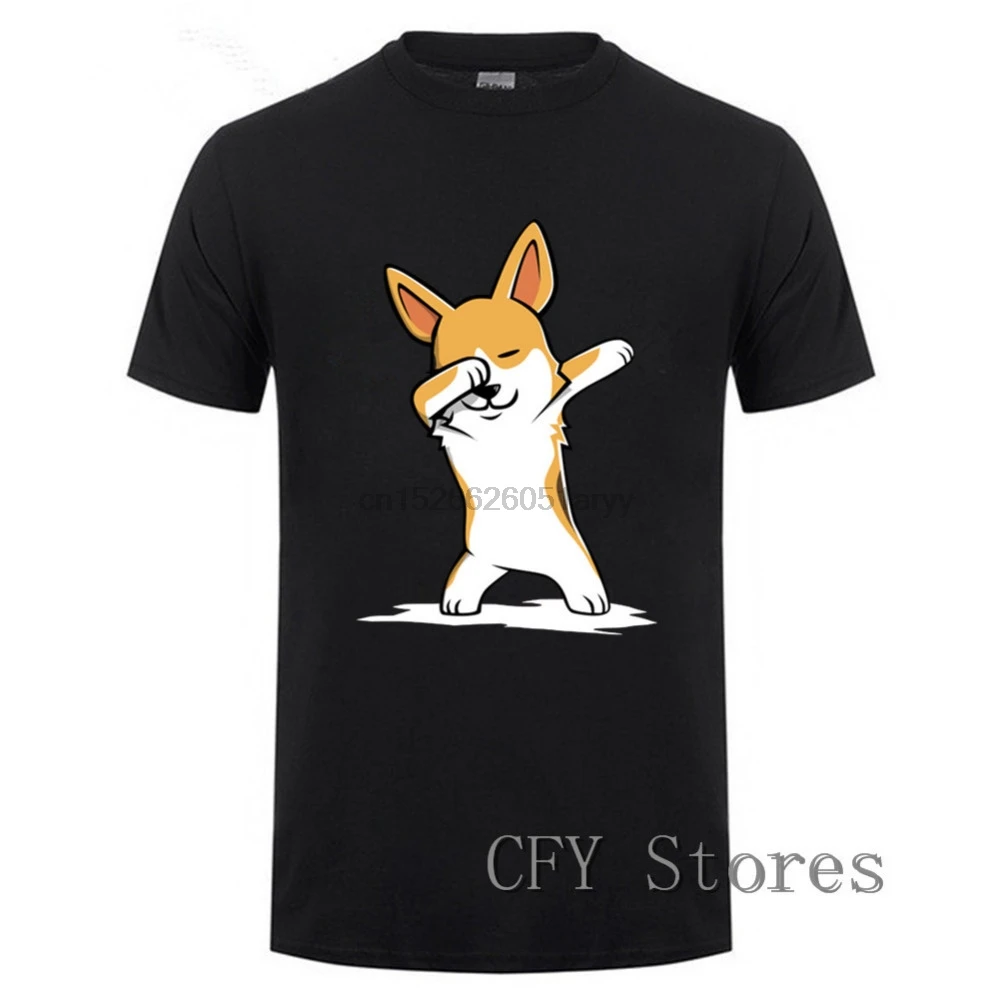 

Dabbing Corgi Funny Creative T Shirts Man Short Sleeve Clothes Big Size Tee Shirt 100% Cotton Crew Neck T-Shirt 2019