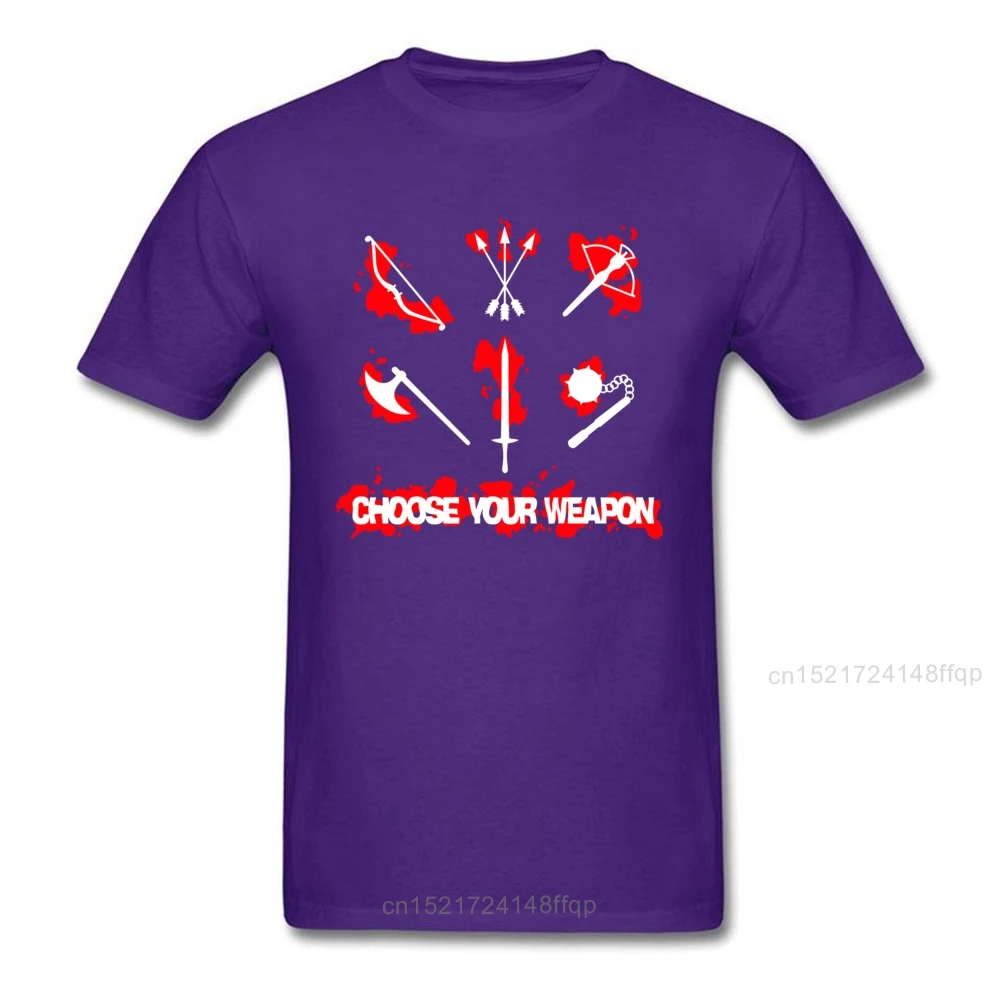 Выберите свое оружие футболка классная мужская воин Футболка на заказ одежда для
