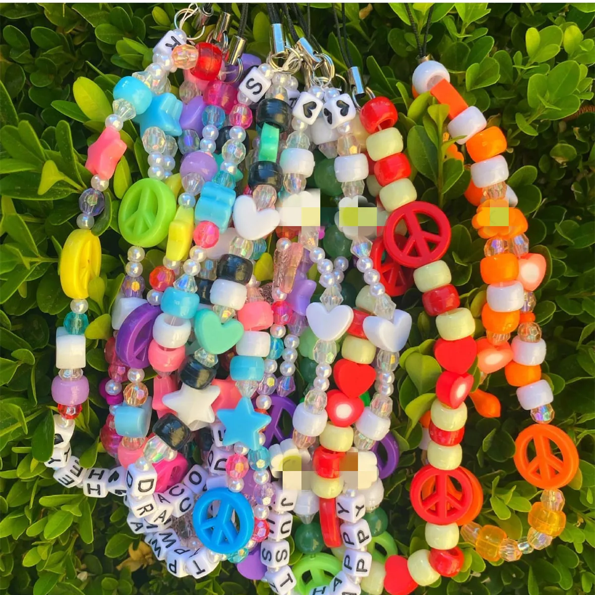 

Uilz 2021 New Mobile Phone Strap Lanyard Colorful Smile Pearl Soft Pottery Rope Cell Case Hanging Cord for Women