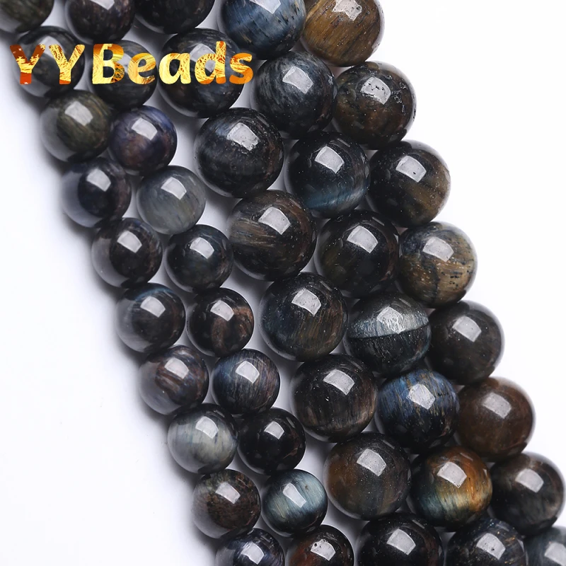 

Natural Dark Blue Tiger Eye Stone Beads Round Loose Spacer Charm Beads For Jewelry Making DIY Women Bracelets 6 8 10 12mm 15"