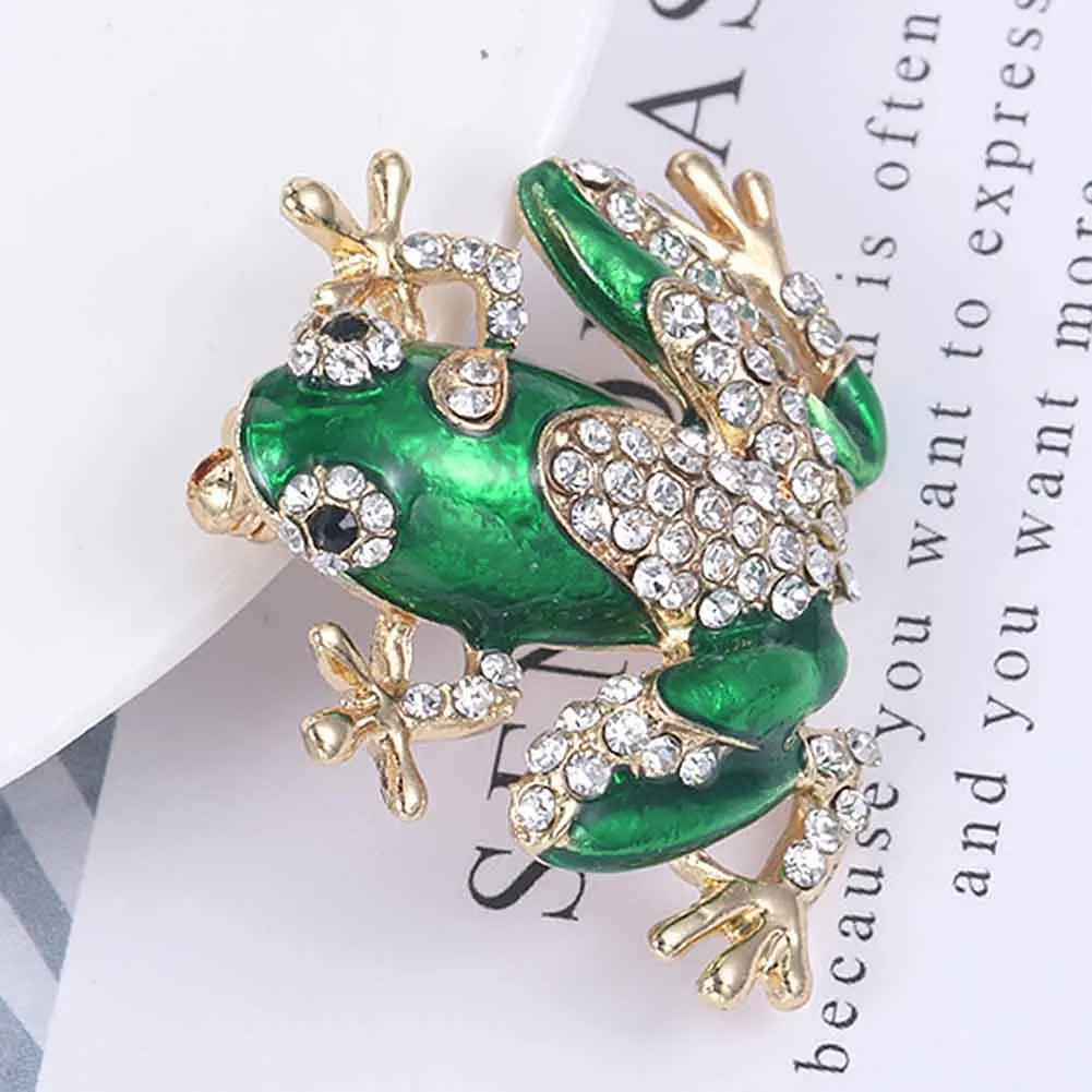 Лидер продаж! Золотистая/зеленая модная Милая женская брошь в виде лягушки