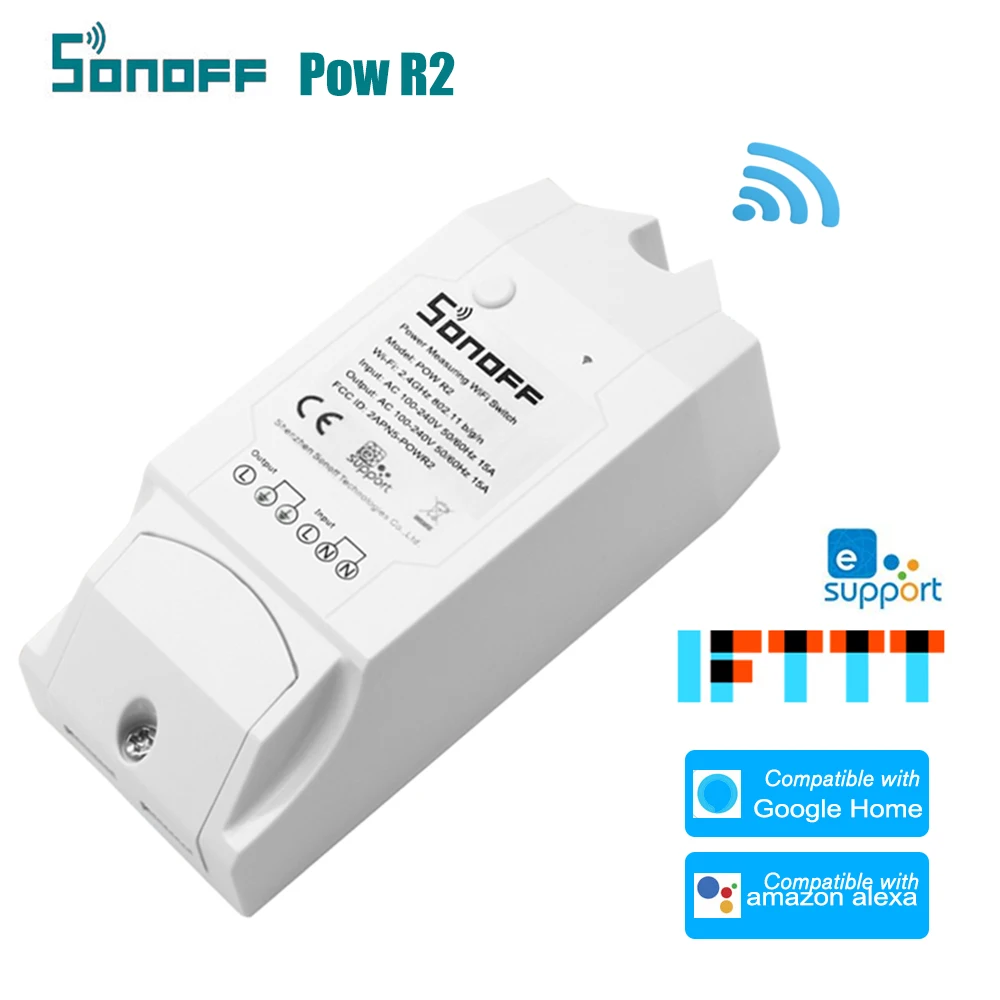 Умный Wi Fi переключатель SONOFF Pow R2 ITEAD с поддержкой приложения eWelink беспроводной