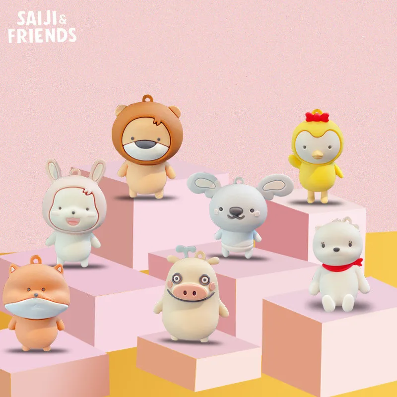 Милые Мультяшные брелки с животными брелок изображением Льва поросенка кролика