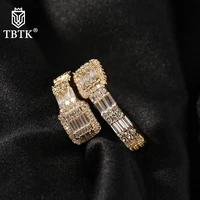 tbtk baguette zircon rings iced out bling square cubic zirconia men rings charm luxury fashion hiphop jewelry for gift