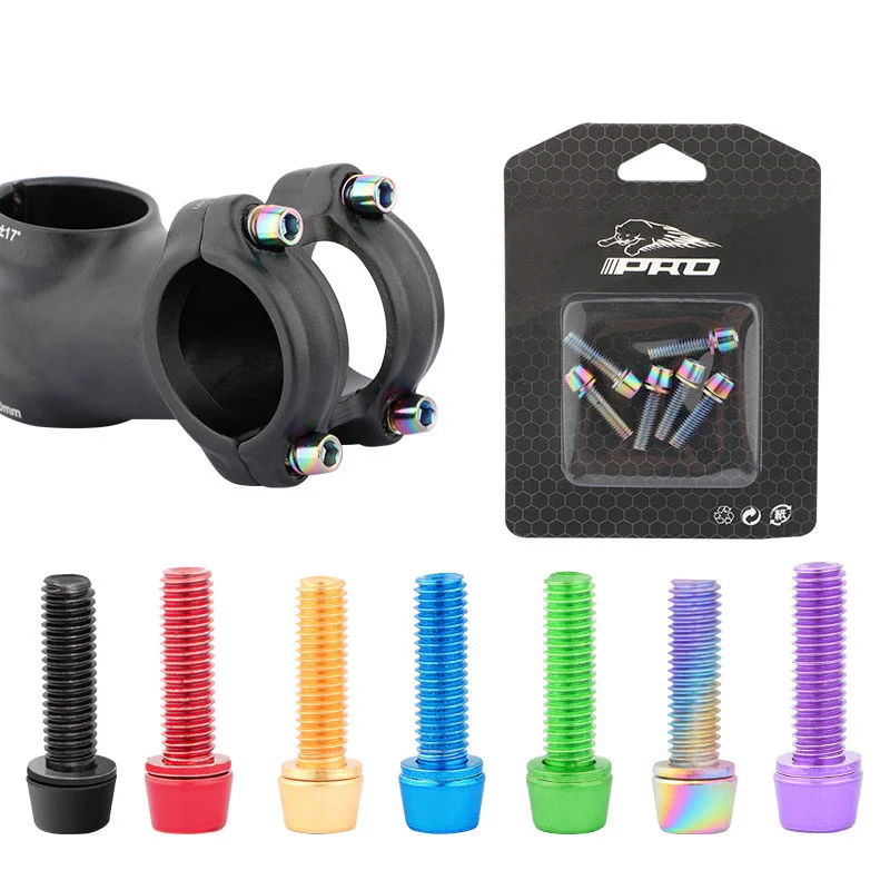 

6pcs/set MTB Bicycle Handlebar Screws Titanium-plated Colorful Stainless Steel Screws M5*18MM Stem Riser Screw In Bolts