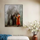 Настенный постер на холсте с изображением религиозного пейзажа, живопись слона, монаха, детей, фотография леса для гостиной, домашний декор