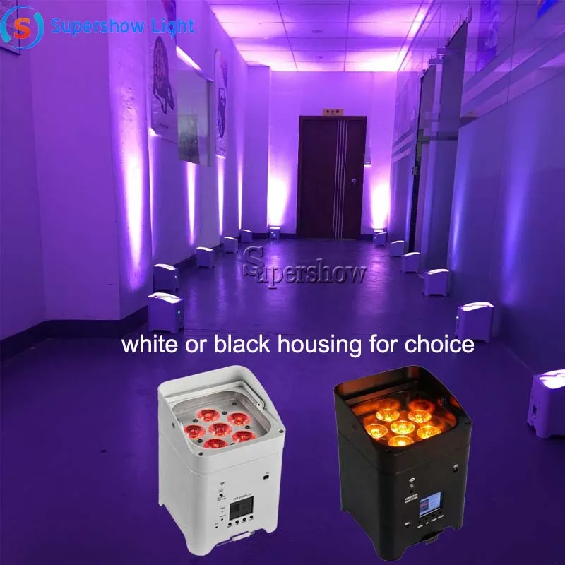 10pcs/lot With Case DMX Wireless Battery Powered Smart LED Uplight 6*18W RGBWA+UV for Wedding | Лампы и освещение