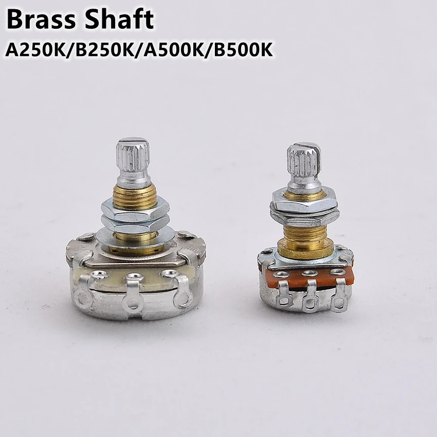 

Alpha Brass Shaft Potentiometer(POT) For Electric Guitar Bass A250K/B250K/A500K/B500K
