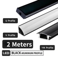 100pcs lot v u yw style aluminum profile 2m black for 3528 5050 5630 7020 8520 led strips channel for led aluminum channel