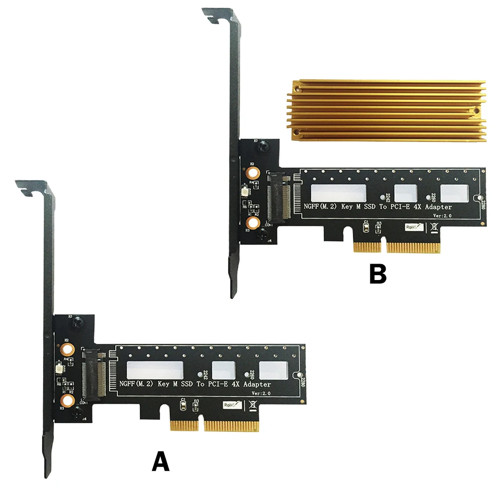 

M.2 NGFF PCIE SSD to PCIE X4 Adapter M Key Interface Card Support M.2 PCIe NVMe 2242/2260/2280 M.2 PCI-e Adapter 120*100*30mm