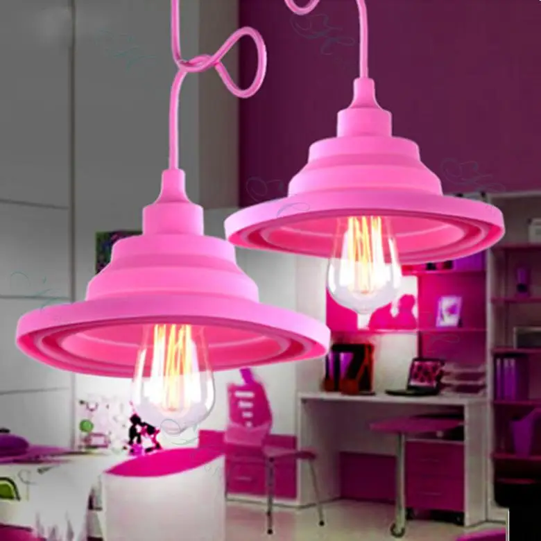 Милые маленькие подвесные светильники E27 цветные силиконовые лампы для