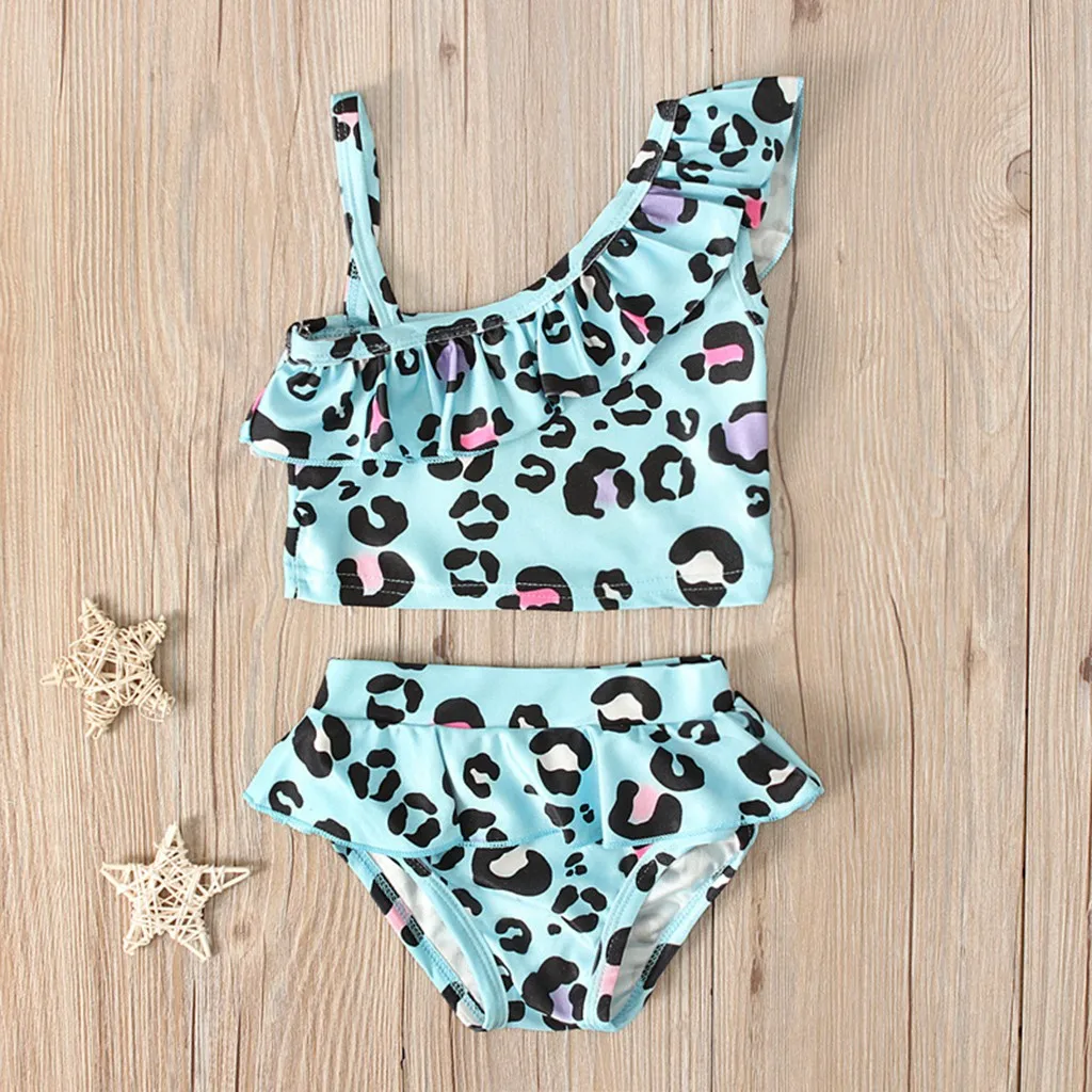 Детский купальник для маленьких девочек Летний бикини с леопардовым принтом и