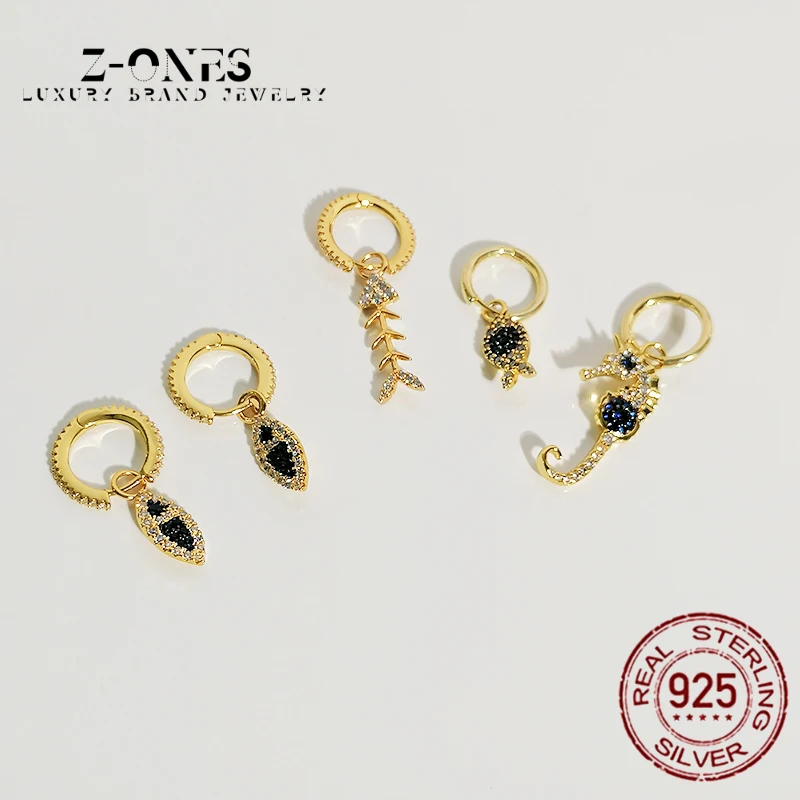 

925 sterling silver women earrings tropical ocean vacation small fish beaded zircon earrings luxury brand Monaco jewelry gift