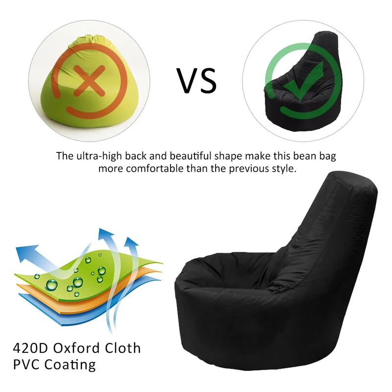 Сумка для ленивых бобов чехлы диванов кресла без наполнителей черная