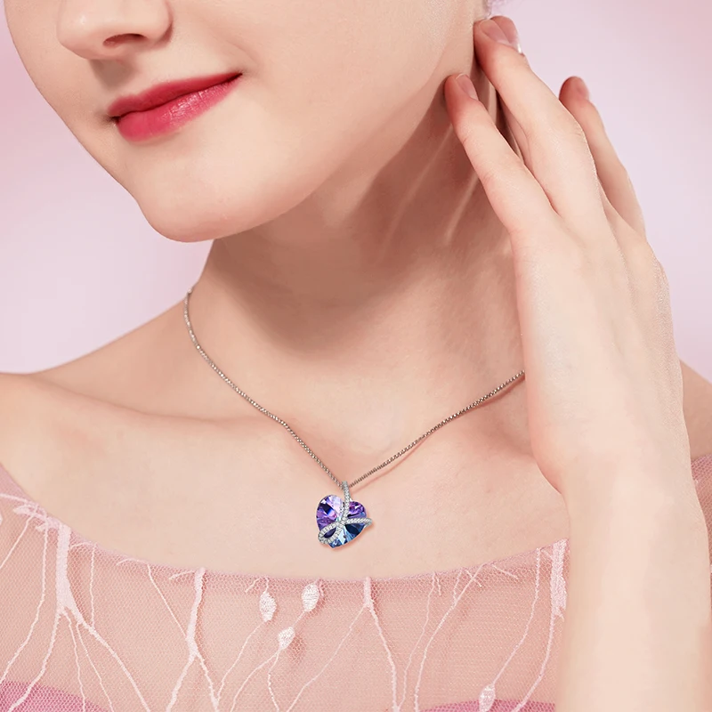 Романтическое украшение Cdyle LOVE YOU FOREVER ожерелье с кулоном в виде синего кристалла