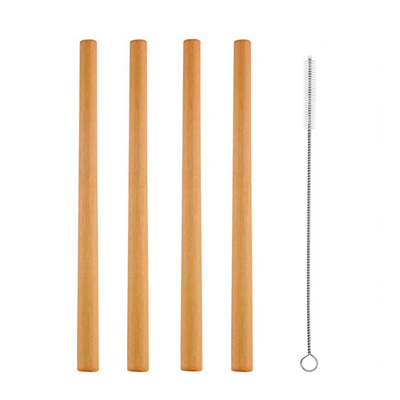 4Pcs with Brush 4 шт./компл. бамбуковые соломенная многоразовая соломенная 23 см органический бамбуковая Питьевая соломинки натуральные деревянные соломки для вечеринки, дня рождения свадьбы панели инструментов - Цвет: 4Pcs with Brush