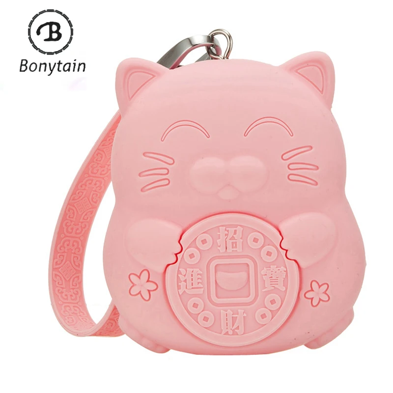 pink Lucky Cat Обувь для девочек силиконовые портмоне изменить кошелек Для женщин Для мужчин ключ кошелек для монет мешок Для детей рождественские подарки сумка для хранения - Цвет: pink