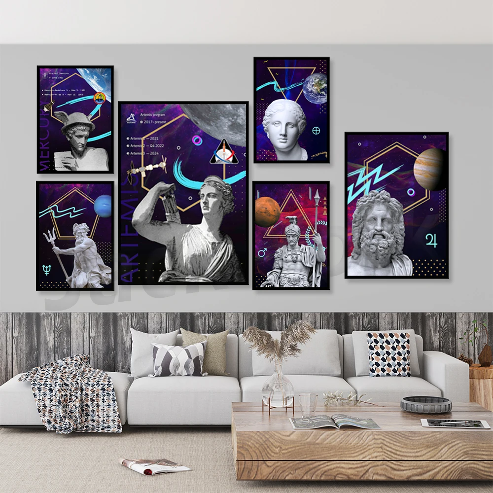 

Ancient Gods and Planets: Jupiter (gr. Zeus) [synthwave/vaporwave/retrowave/] — poster