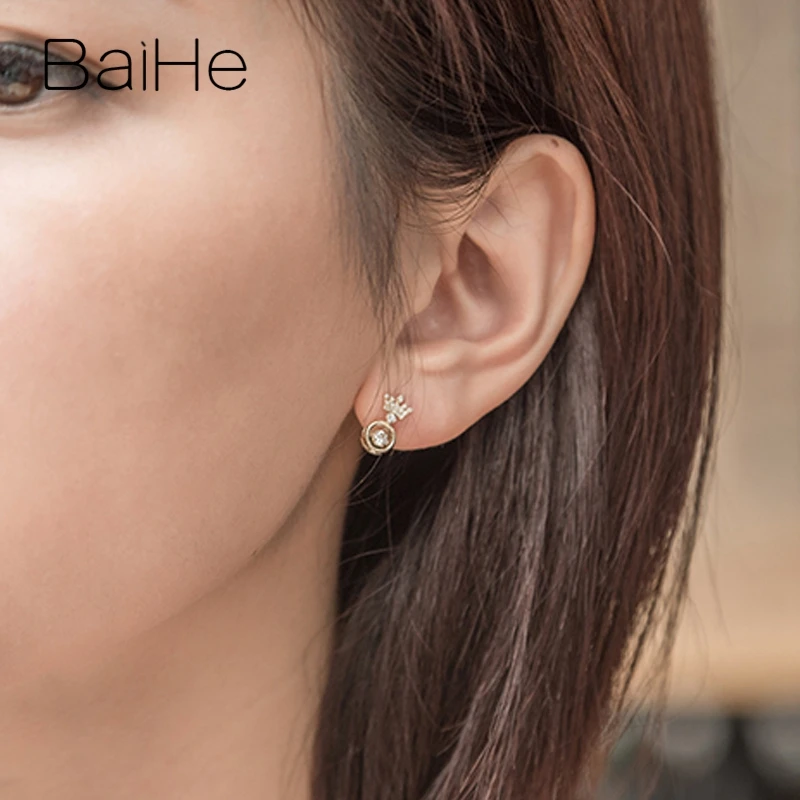 BAIHE однотонное 14K желтое золото со сверкающими бриллиантами женское свадебное