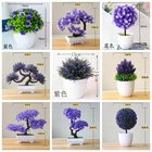 Искусственная сосна, сине-фиолетовая, персидская трава, шар, цветок эвкалипта, бонсай, Декор для дома, спальни, гостиной, искусственные растения, бонсай