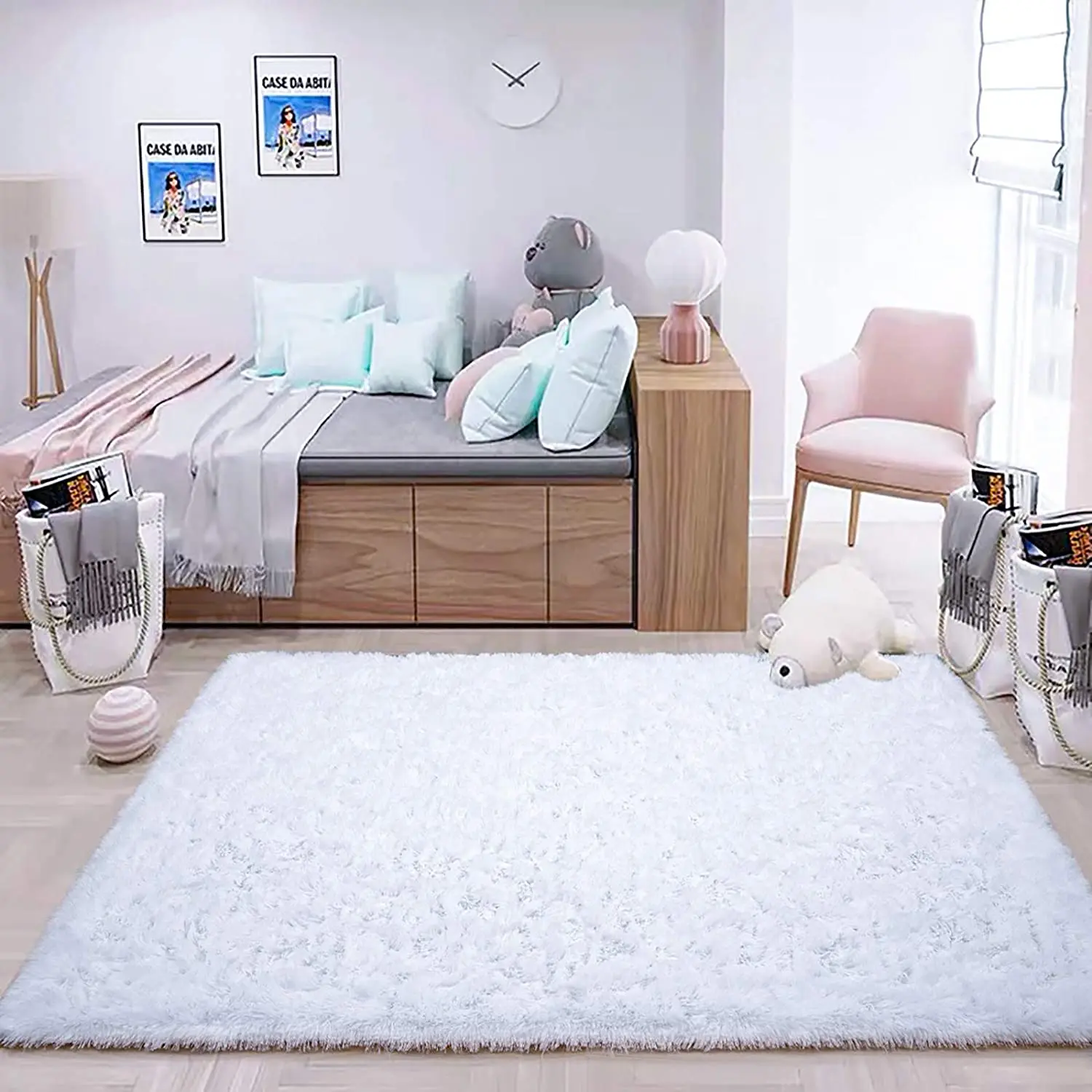 Небольшие пушистые коврики для гостиной ворсистый ковер нескользящий детской