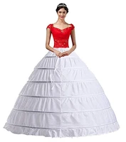 women white crinoline 6 hoop long petticoats skirt slips floor length big underskirt for ball gown wedding dress