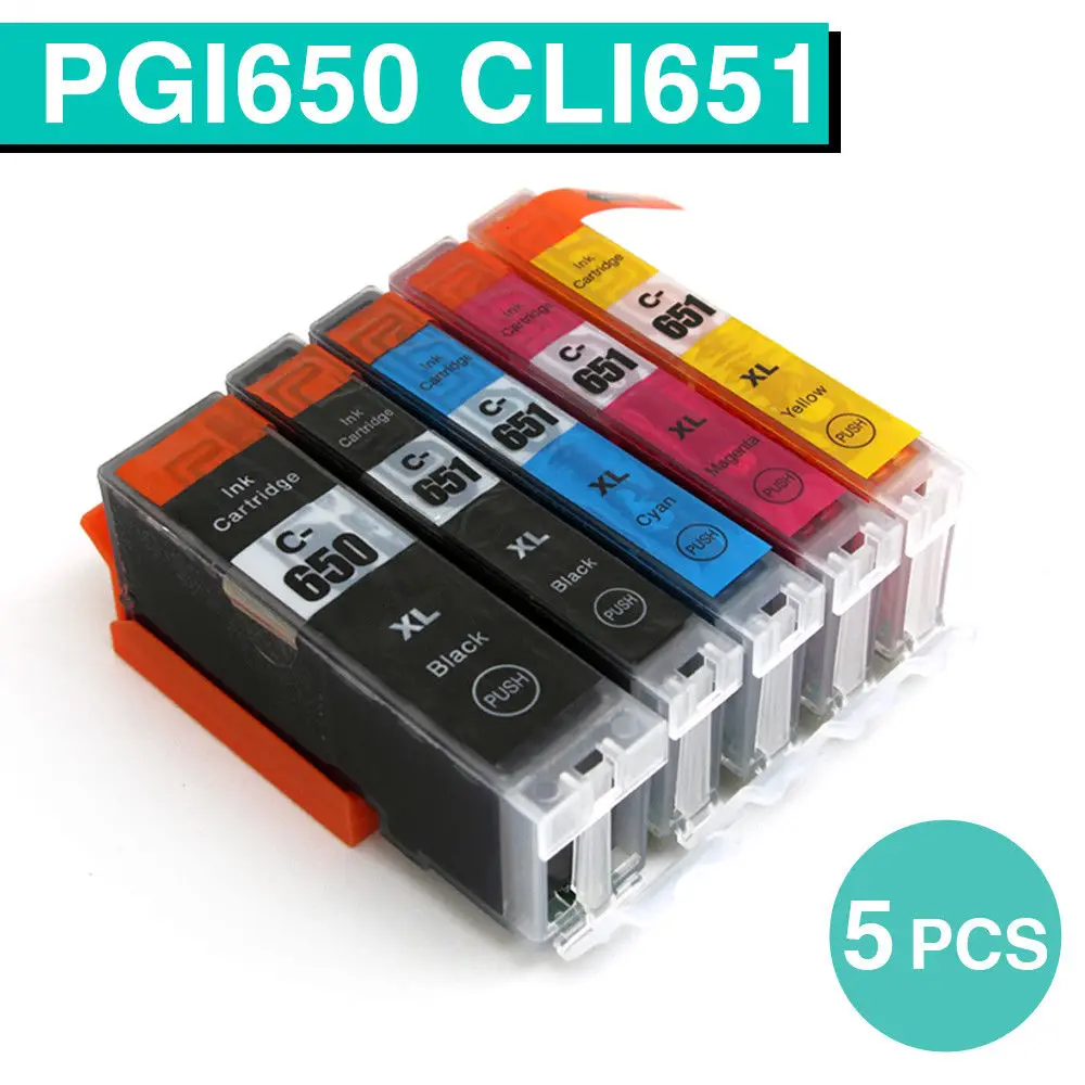 5PK совместимые чернильные картриджи PGI650 XL CLI651 для принтера Canon Pixma MG5660