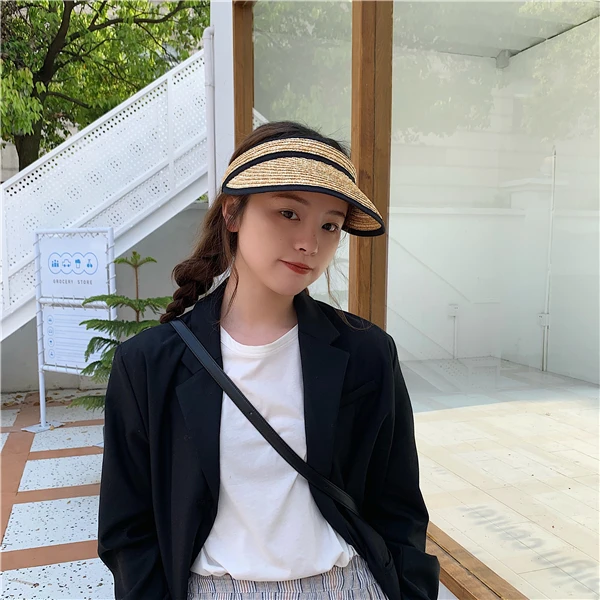 

Fashion Straw Empty Straw Hat Children Web Celebrity Vacation with Sun Protection Hair Clip Cap Sunshade Hat
