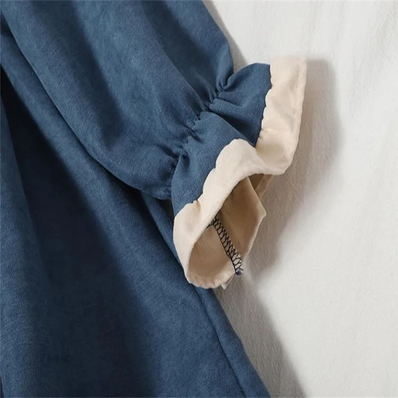 

Korean Dress Spring Autumn Long Sleeve Dress Women Vintage Kawaii Ruffle Dresses For Women Mori Girl Oversize Clothes 2021 A25