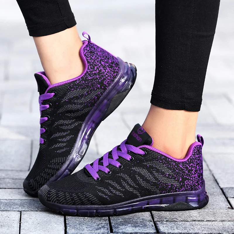 

Women Casual Sport Shoes Fashion Running Shoes Fly Weave Air Mesh Sneakers Black White Non Slip Footwear Breathable Jogging
