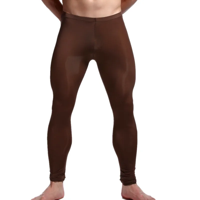 Ice Silk Для мужчин в разных цветах Леггинсы Мужская пижама Long Johns сексуальное нижнее