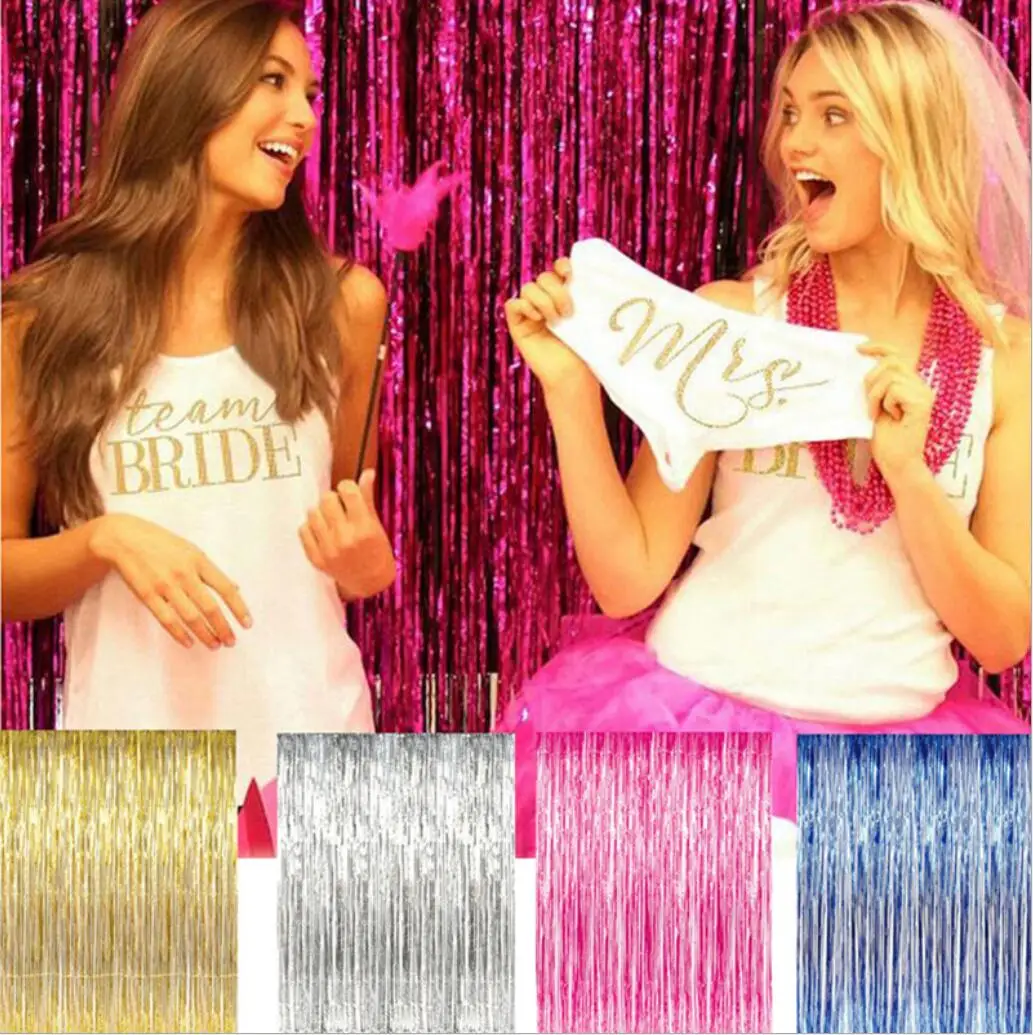 

1*2M Gold Pink Rainbow Sequin Door Curtain Tinsel Shining Tassel Wedding Party Decoration Happy Birthday Sequin Backdrop H0313