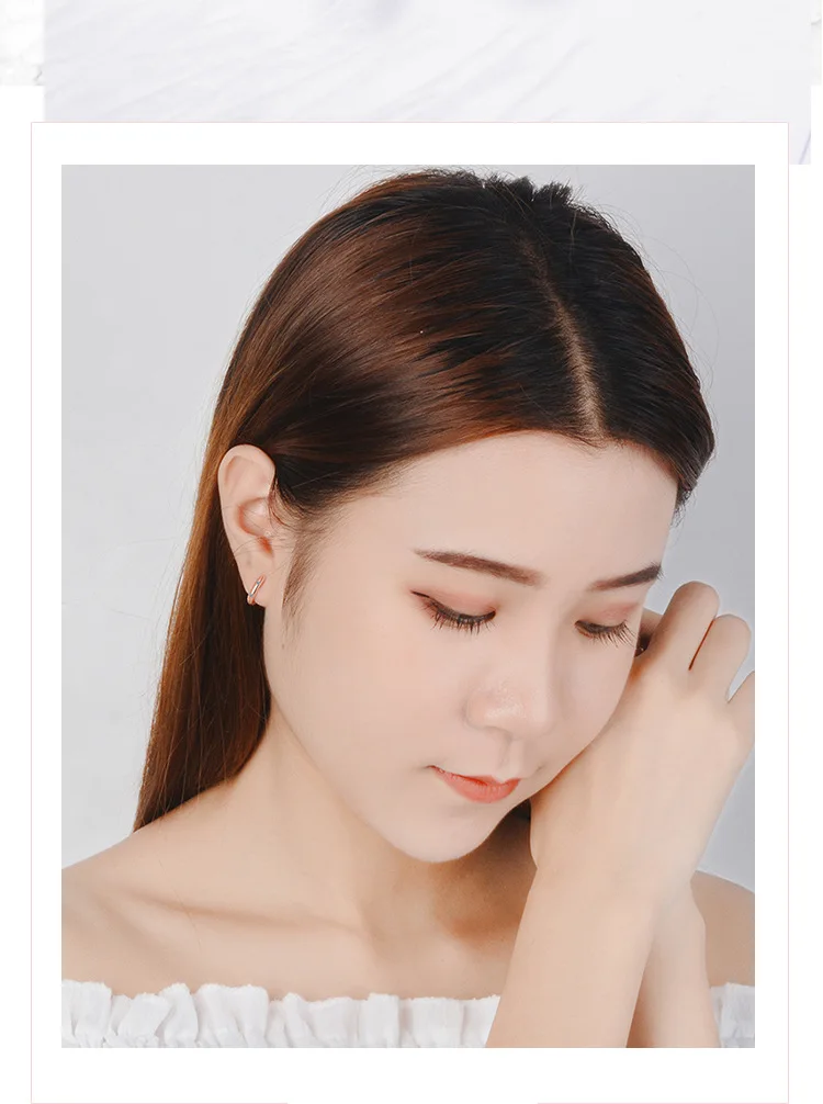 Женские маленькие серьги кольца из розового золота Huggie модные серебряного цвета