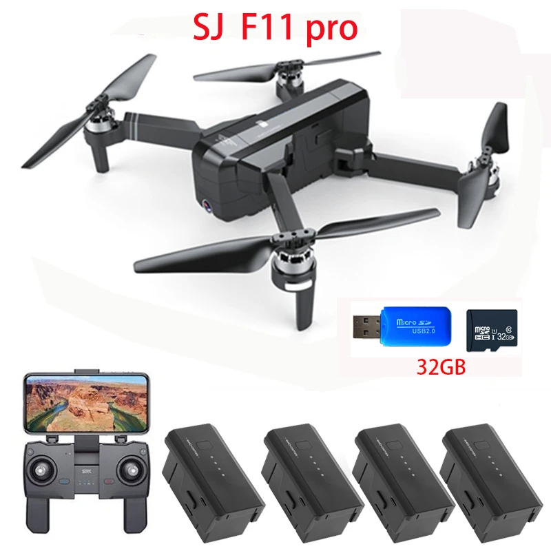 Квадрокоптер SJRC F11pro Радиоуправляемый складной GPS Wi Fi FPV 2K камера 25 минут