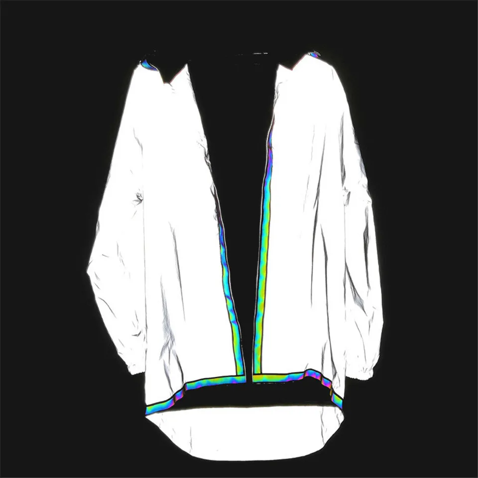 RUELK, новинка, светоотражающая Мужская спортивная одежда, осенняя, ночная, для пробежек, привлекательный спортивный костюм для мужчин, уличная одежда, 2 предмета, костюм, мужская одежда - Цвет: White Jacket